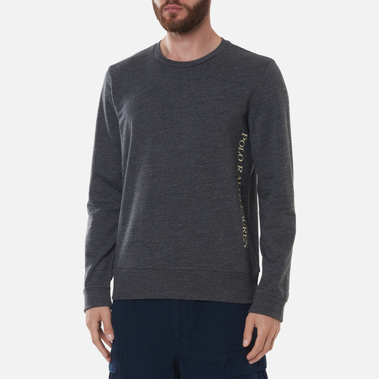 Мужской лонгслив Polo Ralph Lauren Printed Branding Crew Neck Charcoal Heather