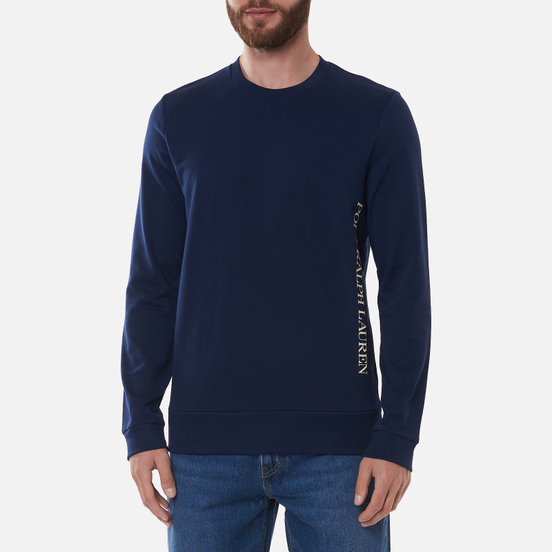 Мужской лонгслив Polo Ralph Lauren Printed Branding Crew Neck Cruise Navy