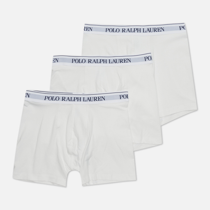 Комплект мужских трусов Polo Ralph Lauren, цвет белый, размер S 714-835887-003 BCI Cotton/Elastane Boxer Brief 3-Pack - фото 1