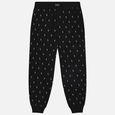 Мужские брюки Polo Ralph Lauren All Over Pony Cotton Jersey Sleep Jogger, цвет чёрный, размер L