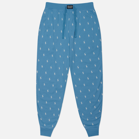 Мужские брюки Polo Ralph Lauren All Over Pony Cotton Jersey Sleep Jogger, цвет голубой, размер XL