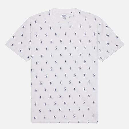 Мужская футболка Polo Ralph Lauren All Over Pony Cotton Jersey Sleep, цвет белый, размер XXL