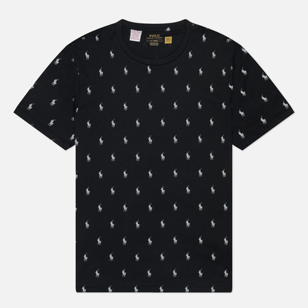 Мужская футболка Polo Ralph Lauren All Over Pony Cotton Jersey Sleep, цвет чёрный, размер L