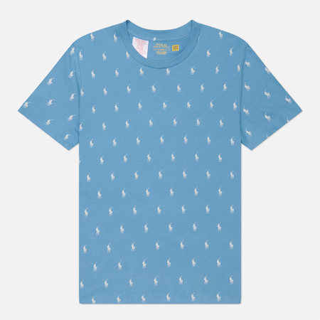 Мужская футболка Polo Ralph Lauren All Over Pony Cotton Jersey Sleep, цвет голубой, размер L