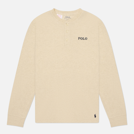 Мужской лонгслив Polo Ralph Lauren Henley Sleep Waffle, цвет бежевый, размер XXL