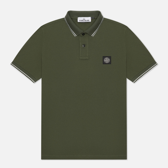 Мужское поло Stone Island Patch Program Slim Fit Moss