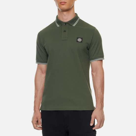 Мужское поло Stone Island Patch Program Slim Fit Moss