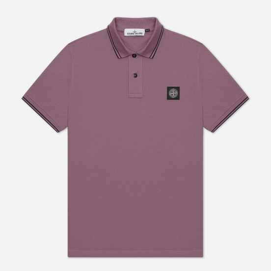 Мужское поло Stone Island Patch Program Slim Fit Magenta