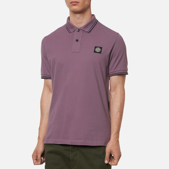 Мужское поло Stone Island Patch Program Slim Fit Magenta