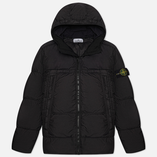 Мужской пуховик Stone Island Crinkle Reps Garment Dyed Black