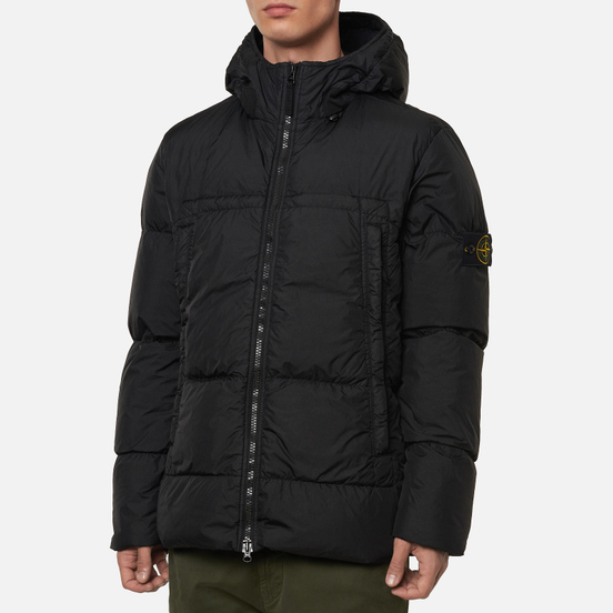 Мужской пуховик Stone Island Crinkle Reps Garment Dyed Black