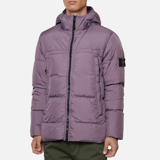 Мужской пуховик Stone Island Crinkle Reps Garment Dyed Magenta