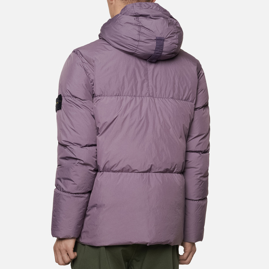 Мужской пуховик Stone Island Crinkle Reps Garment Dyed Magenta