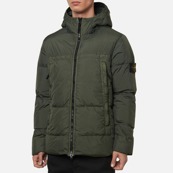 Мужской пуховик Stone Island Crinkle Reps Garment Dyed Moss
