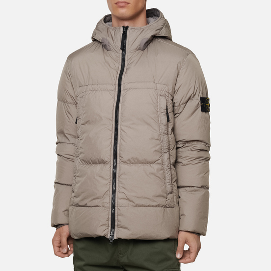 Мужской пуховик Stone Island Crinkle Reps Garment Dyed Fango