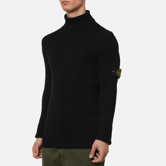 Мужской свитер Stone Island Turtle Neck Wool Black