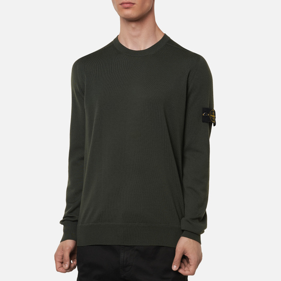 Мужской свитер Stone Island Classic Crew Neck Wool Moss