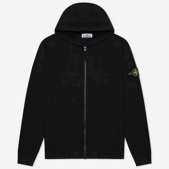 Мужская толстовка Stone Island Hooded Full Zip Brushed Cotton Fleece Black