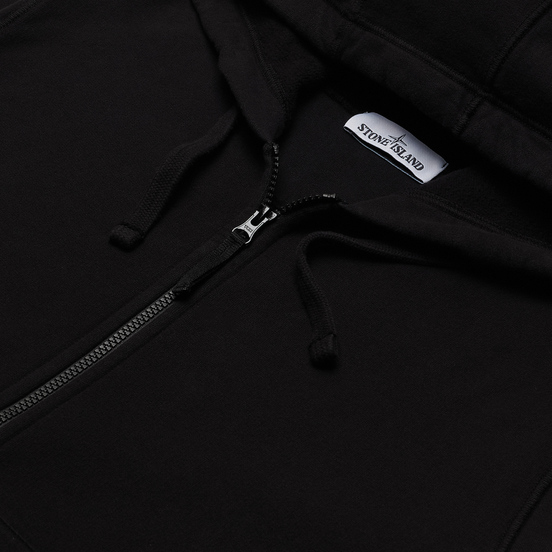 Мужская толстовка Stone Island Hooded Full Zip Brushed Cotton Fleece Black