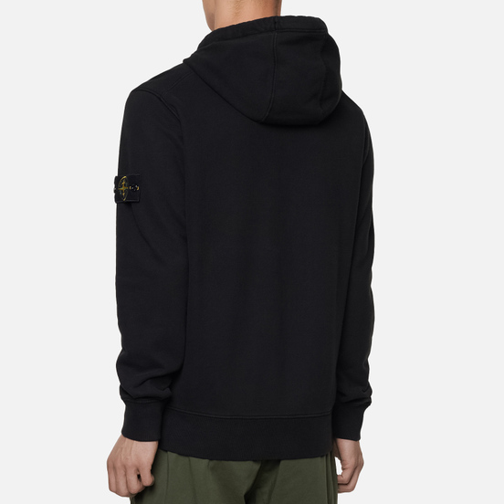 Мужская толстовка Stone Island Hooded Full Zip Brushed Cotton Fleece Black
