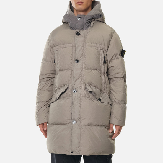 Мужская куртка парка Stone Island Garment Dyed Crinkle Reps Lightweight Nylon Down Fango