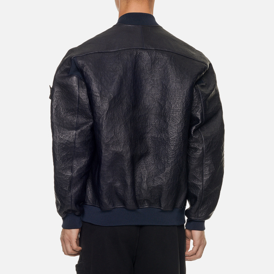 Мужская куртка бомбер Stone Island Shadow Project FSDX Dyneema Fused Leather Indigo