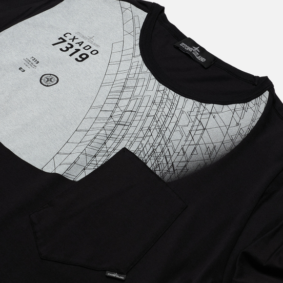Мужской лонгслив Stone Island Shadow Project 7319 CXADO Print Front Black