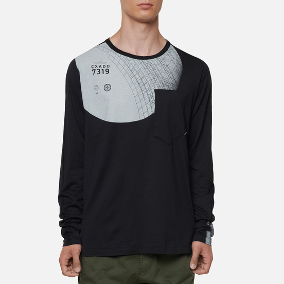 Мужской лонгслив Stone Island Shadow Project 7319 CXADO Print Front Black