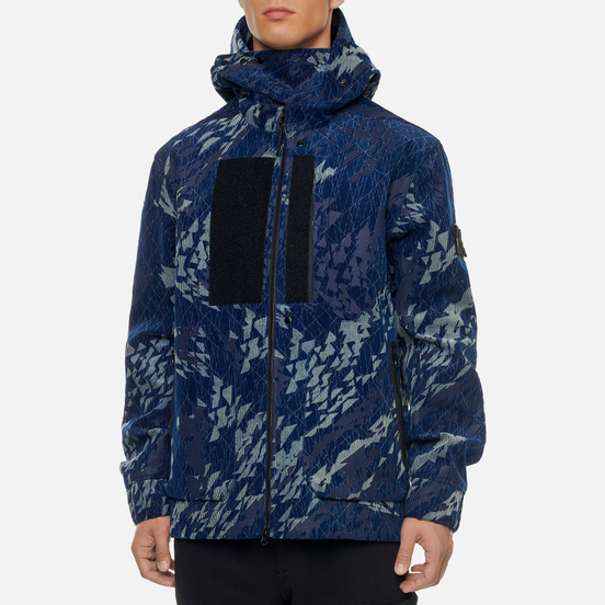 Мужская куртка Stone Island Shadow Project Corrosion Print Cord 3L Indigo