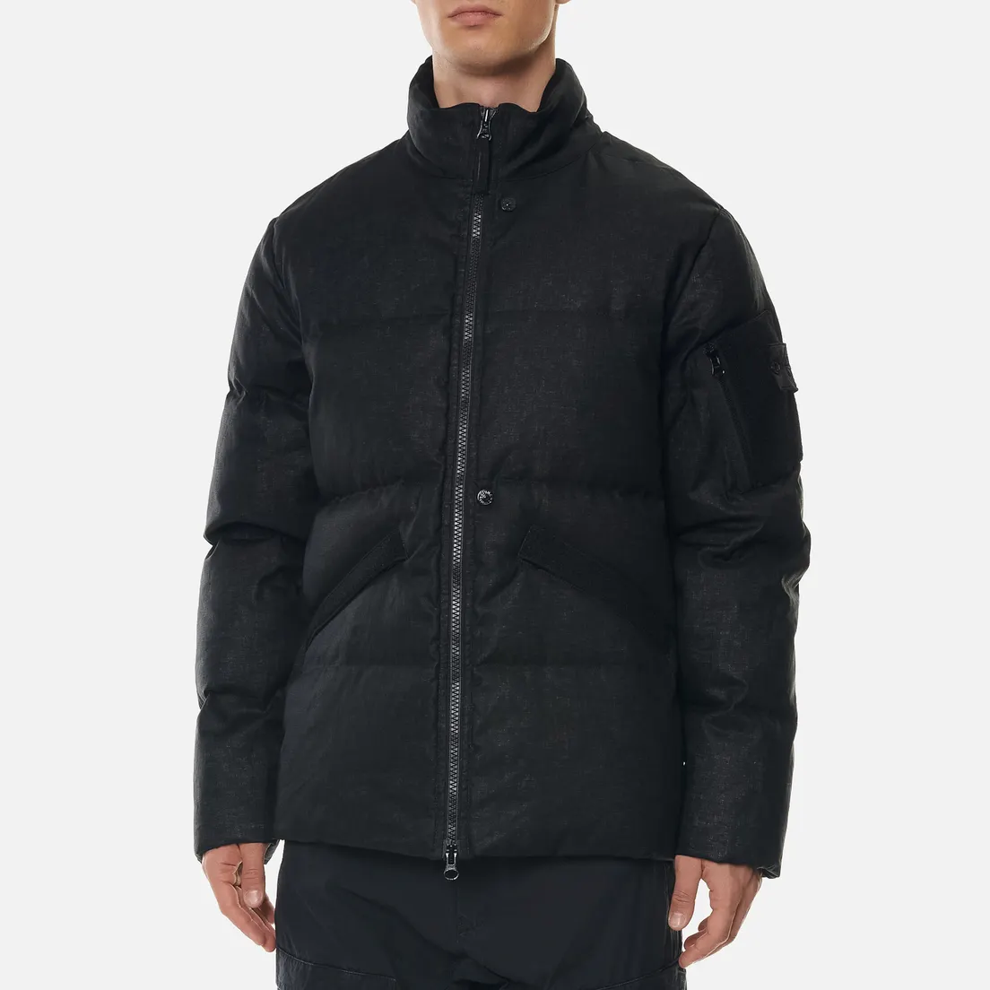 Stone Island Shadow Project Мужской пуховик Rubberized Linen Down