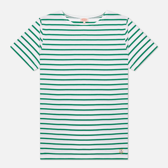 Мужская футболка Armor-Lux Heritage Mariniere Hoedic White/Billard Green