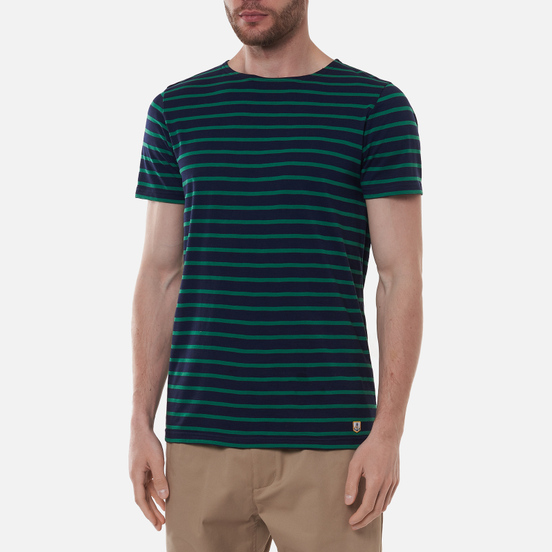 Мужская футболка Armor-Lux Heritage Mariniere Hoedic Navire Navy/Billard Green