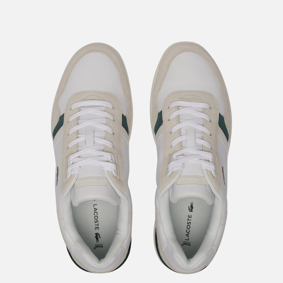 Мужские кроссовки Lacoste T-Clip Leather And Suede Off White/Dark Green