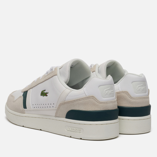 Мужские кроссовки Lacoste T-Clip Leather And Suede Off White/Dark Green