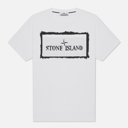 Мужская футболка Stone Island Stencil One, цвет белый, размер M