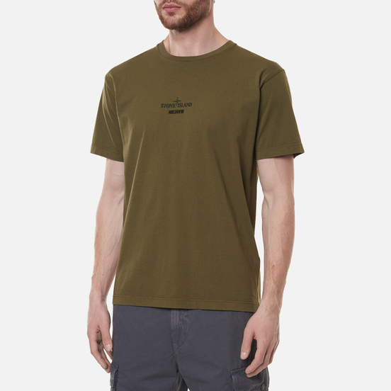 Мужская футболка Stone Island Archivio Project Monobava Olive Green