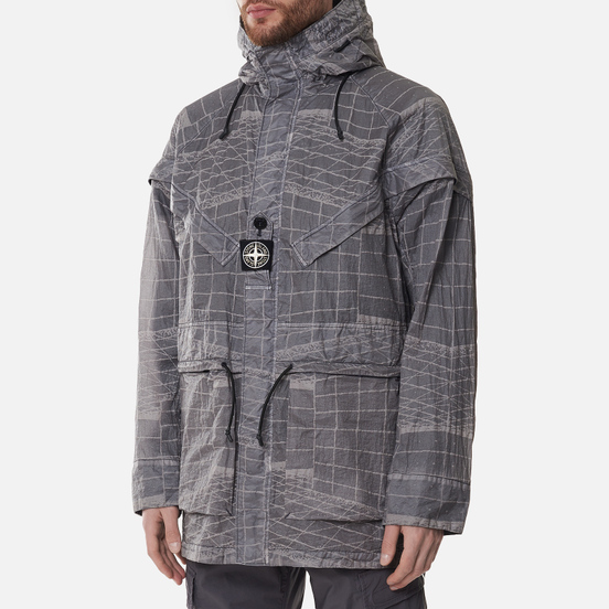 Мужская куртка парка Stone Island Reflective Grid Lamy-TC Pewter Grey