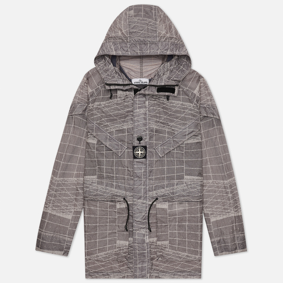 Мужская куртка парка Stone Island Reflective Grid Lamy-TC Pewter Grey