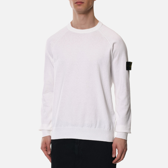 Мужской свитер Stone Island Crew Neck Light Raw Cotton White