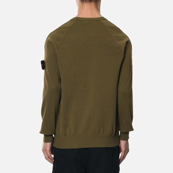 Мужской свитер Stone Island Crew Neck Light Raw Cotton Olive Green