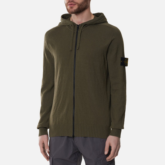 Мужской свитер Stone Island Hooded Cardigan Olive Green