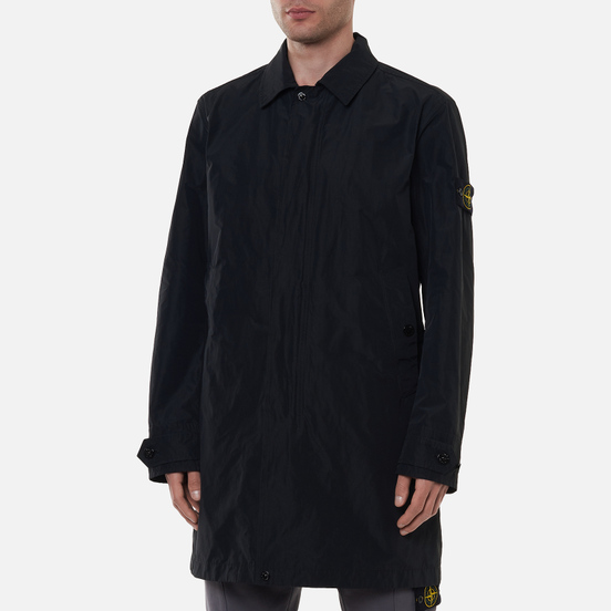 Мужской тренчкот Stone Island Micro Reps Anti-Drop Black