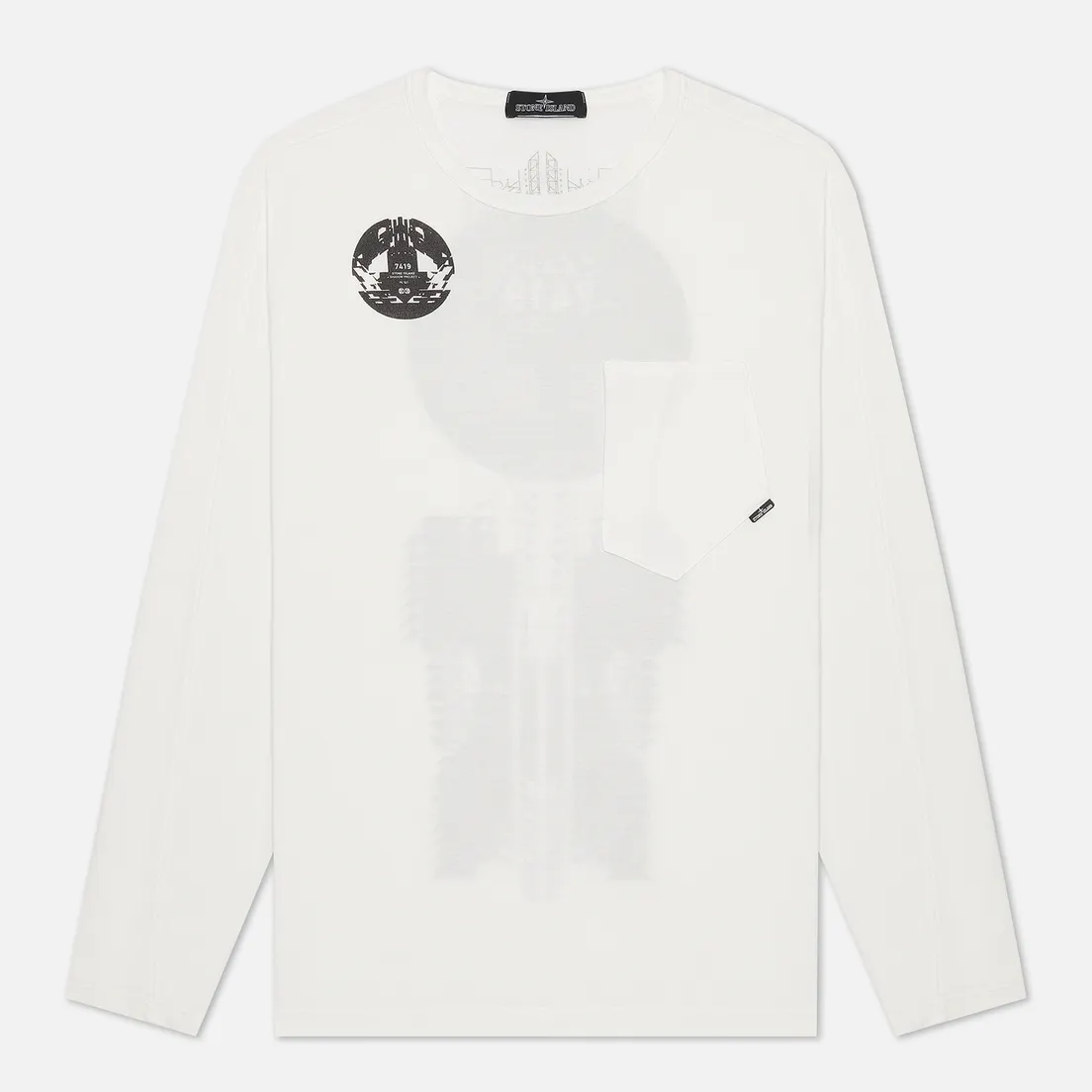 Stone Island Shadow Project Мужской лонгслив Printed Catch Pocket Mako
