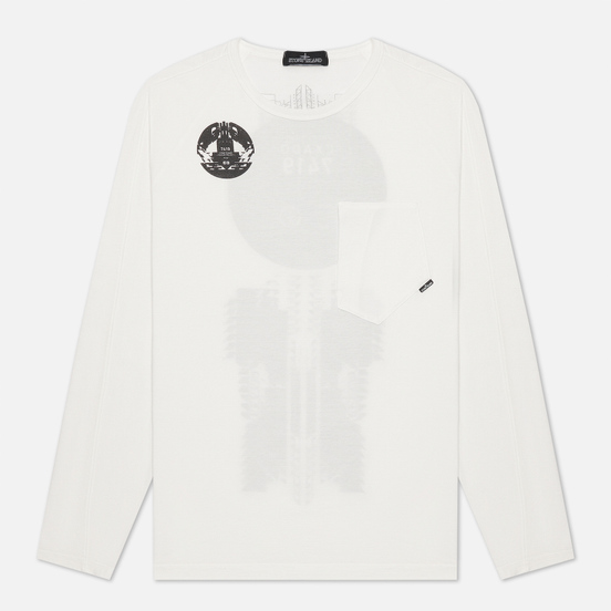 Мужской лонгслив Stone Island Shadow Project Printed Catch Pocket Mako Natural White