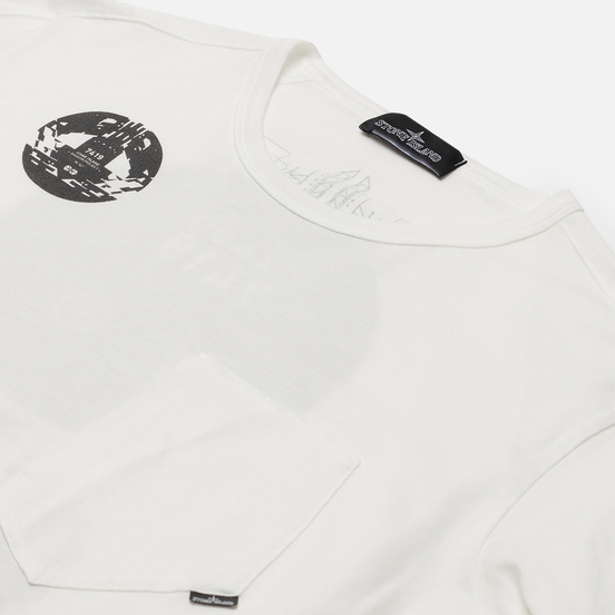 Мужской лонгслив Stone Island Shadow Project Printed Catch Pocket Mako Natural White