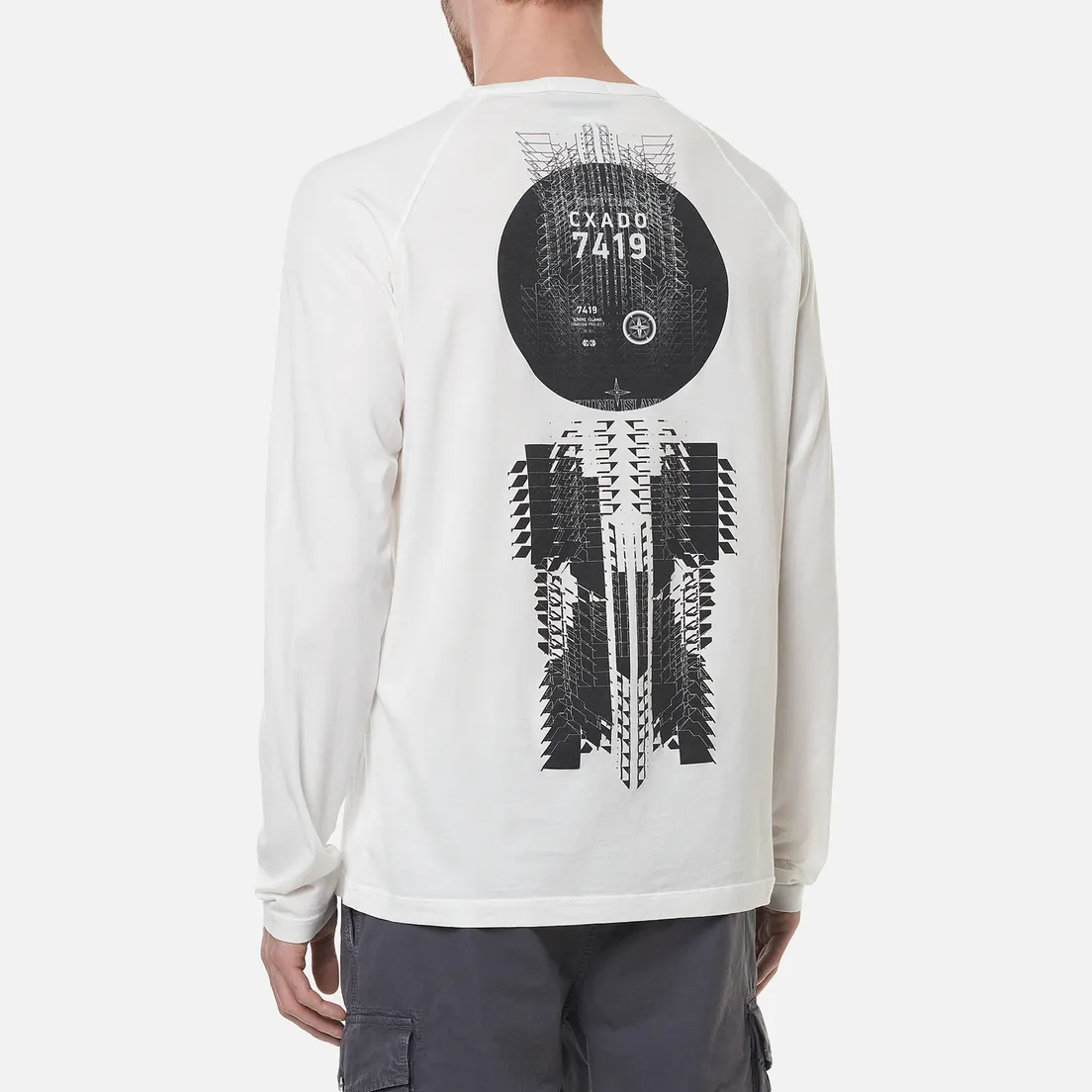 Stone Island Shadow Project Мужской лонгслив Printed Catch Pocket Mako