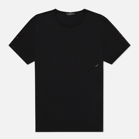 Мужская футболка Stone Island Shadow Project Printed Catch Pocket Mako, цвет чёрный, размер XXL