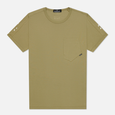 Мужская футболка Stone Island Shadow Project Printed Catch Pocket Mako, цвет оливковый, размер S