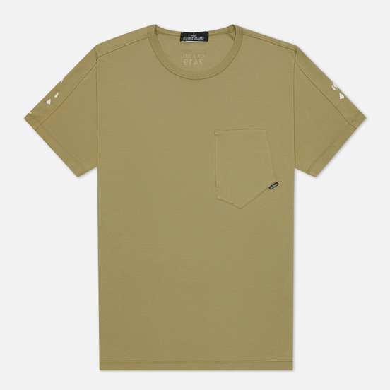Мужская футболка Stone Island Shadow Project Printed Catch Pocket Mako Olive Green