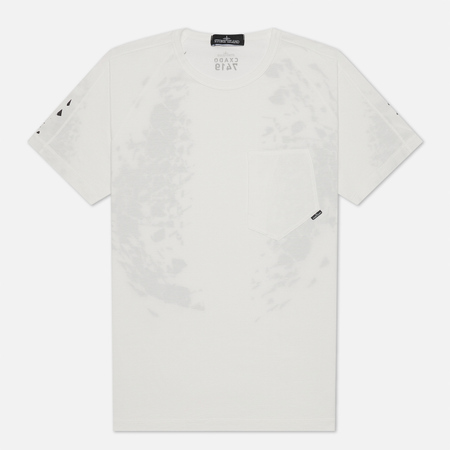 Мужская футболка Stone Island Shadow Project Printed Catch Pocket Mako, цвет белый, размер XXL